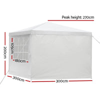 Instahut Gazebo 3x3m Marquee Wedding Party Tent Outdoor Camping Side Wall Canopy Window Panel White Home & Garden Kings Warehouse 