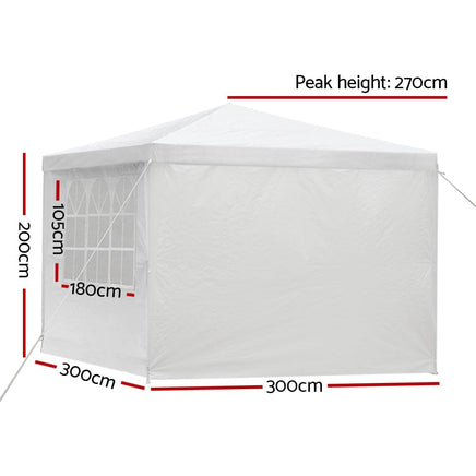 Instahut Gazebo 3x3m Marquee Wedding Party Tent Outdoor Camping Side Wall Canopy Window Panel White Home & Garden Kings Warehouse 