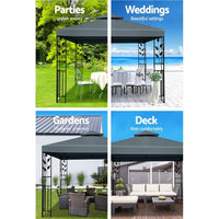 Instahut Gazebo 3x3m Party Marquee Outdoor Wedding Event Tent Iron Art Canopy Summer Outdoor Living Kings Warehouse 