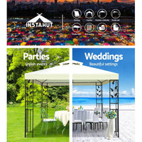 Instahut Gazebo 3x3m Party Marquee Outdoor Wedding Event Tent Iron Art Canopy White Kings Warehouse 