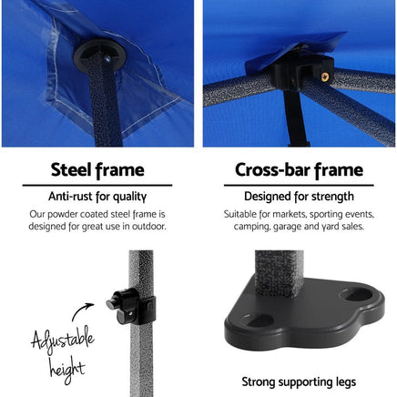 Instahut Gazebo 3x6 Pop Up Marquee Folding Tent Wedding Gazebos Camping Outdoor Shade Canopy Blue Home & Garden Kings Warehouse 