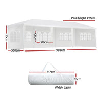 Instahut Gazebo 3x9 Outdoor Marquee Party Wedding Outdoor Tent Canopy Camping Kings Warehouse 