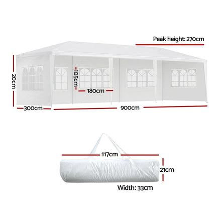 Instahut Gazebo 3x9 Outdoor Marquee Party Wedding Outdoor Tent Canopy Camping Kings Warehouse 