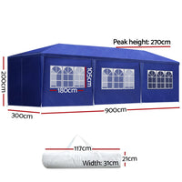 Instahut Gazebo 3x9 Outdoor Marquee Wedding Gazebos Tent Canopy Camping Tent BU Kings Warehouse 