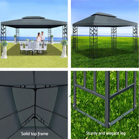 Instahut Gazebo 4x3m Party Marquee Outdoor Wedding Event Tent Iron Art Canopy Summer Outdoor Living Kings Warehouse 