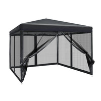 Instahut Gazebo Pop Up Marquee 3x3 Wedding Side Mesh Wall Outdoor Gazebos Black Kings Warehouse 