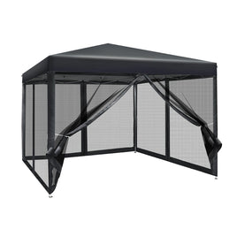 Instahut Gazebo Pop Up Marquee 3x3 Wedding Side Mesh Wall Outdoor Gazebos Black Kings Warehouse 