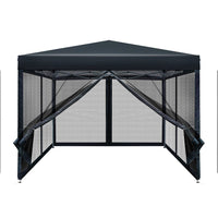 Instahut Gazebo Pop Up Marquee 3x3 Wedding Side Mesh Wall Outdoor Gazebos Black Kings Warehouse 