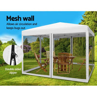 Instahut Gazebo Pop Up Marquee 3x3 Wedding Side Mesh Wall Outdoor Gazebos White Kings Warehouse 