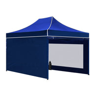 Instahut Gazebo Pop Up Marquee 3x4.5 Folding Wedding Tent Gazebos Shade Blue KingsWarehouse 