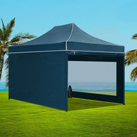 Instahut Gazebo Pop Up Marquee 3x4.5 Folding Wedding Tent Gazebos Shade Navy KingsWarehouse 