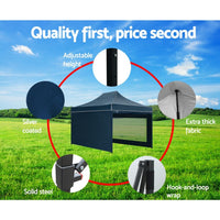 Instahut Gazebo Pop Up Marquee 3x4.5 Folding Wedding Tent Gazebos Shade Navy KingsWarehouse 