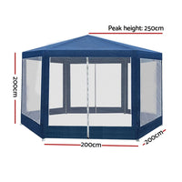Instahut Gazebo?2x2m Marquee Wedding Party Tent Outdoor Camping Mesh Wall Canopy Shade Gazebos Navy Home & Garden Kings Warehouse 