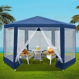 Instahut Gazebo?2x2m Marquee Wedding Party Tent Outdoor Camping Mesh Wall Canopy Shade Gazebos Navy Home & Garden Kings Warehouse 