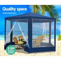 Instahut Gazebo?2x2m Marquee Wedding Party Tent Outdoor Camping Mesh Wall Canopy Shade Gazebos Navy Home & Garden Kings Warehouse 