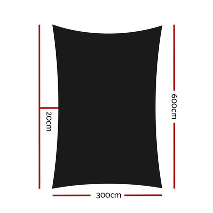 Instahut Shade Sail 3x6m Rectangle 280GSM 98% Black Shade Cloth Home & Garden Kings Warehouse 