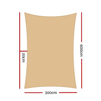 Instahut Shade Sail 3x6m Rectangle 280GSM 98% Sand Shade Cloth Home & Garden Kings Warehouse 
