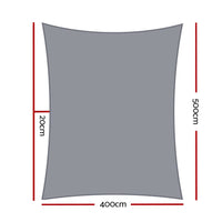 Instahut Shade Sail 4x5m Rectangle 280GSM 98% Grey Shade Cloth Home & Garden Kings Warehouse 