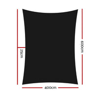 Instahut Shade Sail 4x6m Rectangle 280GSM 98% Black Shade Cloth Home & Garden Kings Warehouse 