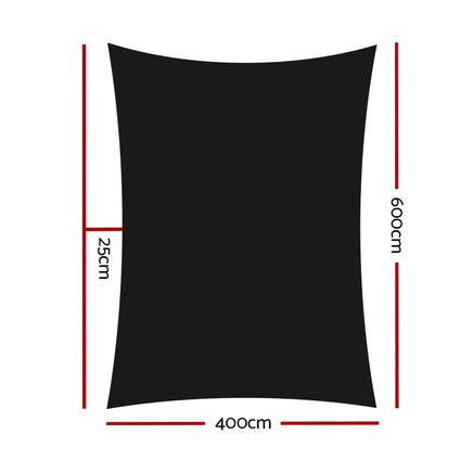 Instahut Shade Sail 4x6m Rectangle 280GSM 98% Black Shade Cloth Home & Garden Kings Warehouse 