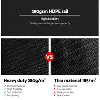 Instahut Shade Sail 4x6m Rectangle 280GSM 98% Black Shade Cloth Home & Garden Kings Warehouse 