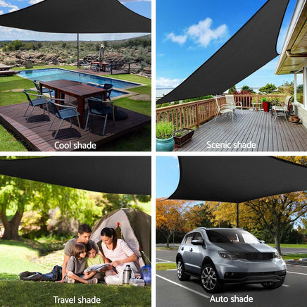 Instahut Shade Sail 4x6m Rectangle 280GSM 98% Black Shade Cloth Home & Garden Kings Warehouse 