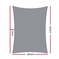 Instahut Shade Sail 4x6m Rectangle 280GSM 98% Grey Shade Cloth Home & Garden Kings Warehouse 
