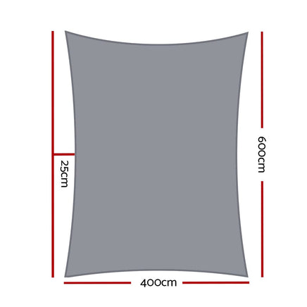 Instahut Shade Sail 4x6m Rectangle 280GSM 98% Grey Shade Cloth Home & Garden Kings Warehouse 