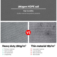 Instahut Shade Sail 4x6m Rectangle 280GSM 98% Grey Shade Cloth Home & Garden Kings Warehouse 