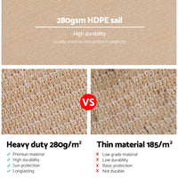 Instahut Shade Sail 4x6m Rectangle 280GSM 98% Sand Shade Cloth Home & Garden Kings Warehouse 