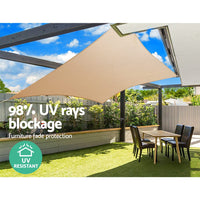Instahut Shade Sail 4x6m Rectangle 280GSM 98% Sand Shade Cloth Home & Garden Kings Warehouse 