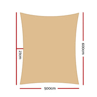 Instahut Shade Sail 5x6m Rectangle 280GSM 98% Sand Shade Cloth Home & Garden Kings Warehouse 