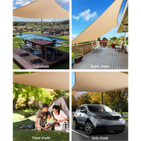 Instahut Shade Sail 6x6m Rectangle 185GSM 95% Sand Shade Cloth Home & Garden Kings Warehouse 