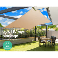 Instahut Shade Sail 6x6m Rectangle 185GSM 95% Sand Shade Cloth Home & Garden Kings Warehouse 