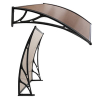 Instahut Window Awning Door Canopy 1m x 4m Brown Sheet Black Plastic Frame Home & Garden Kings Warehouse 