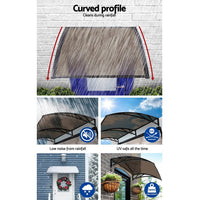 Instahut Window Awning Door Canopy 1m x 4m Brown Sheet Black Plastic Frame Home & Garden Kings Warehouse 