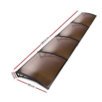 Instahut Window Awning Door Canopy 1m x 4m Brown Sheet Black Plastic Frame Home & Garden Kings Warehouse 