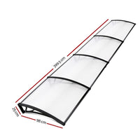 Instahut Window Awning Door Canopy 1m x 4m Transparent Sheet Black Plastic Frame Home & Garden Kings Warehouse 