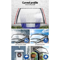 Instahut Window Awning Door Canopy 1m x 4m Transparent Sheet Black Plastic Frame Home & Garden Kings Warehouse 