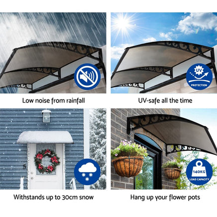 Instahut Window Door Awning 1mx1.2m Brown Home & Garden Kings Warehouse 