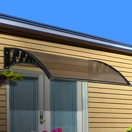 Instahut Window Door Awning 1mx1.2m Brown Home & Garden Kings Warehouse 