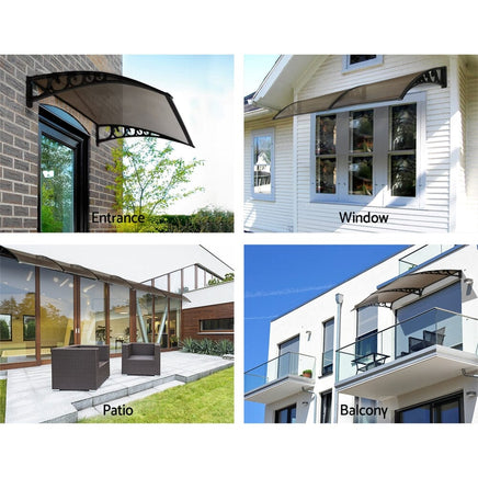 Instahut Window Door Awning 1mx1.2m Brown Home & Garden Kings Warehouse 