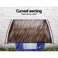 Instahut Window Door Awning 1mx2.4m Brown Hollow Sheet Plastic Frame Home & Garden Kings Warehouse 