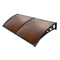 Instahut Window Door Awning 1mx2.4m Brown Hollow Sheet Plastic Frame Home & Garden Kings Warehouse 