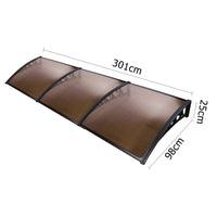 Instahut Window Door Awning 1mx3m Brown Home & Garden Kings Warehouse 