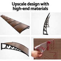 Instahut Window Door Awning 1mx6m - Brown Home & Garden Kings Warehouse 