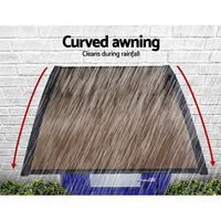 Instahut Window Door Awning Canopy 1.5mx4m Brown Sheet Black Plastic Frame Home & Garden Kings Warehouse 