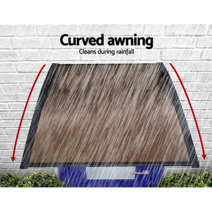 Instahut Window Door Awning Canopy 1.5mx4m Brown Sheet Black Plastic Frame Home & Garden Kings Warehouse 