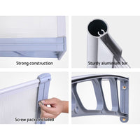 Instahut Window Door Awning Canopy 1.5mx4m Transparent Sheet Grey Plastic Frame Home & Garden Kings Warehouse 