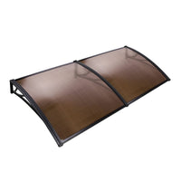 Instahut Window Door Awning Canopy 1mx2m Brown Sheet Black Plastic Frame Home & Garden Kings Warehouse 